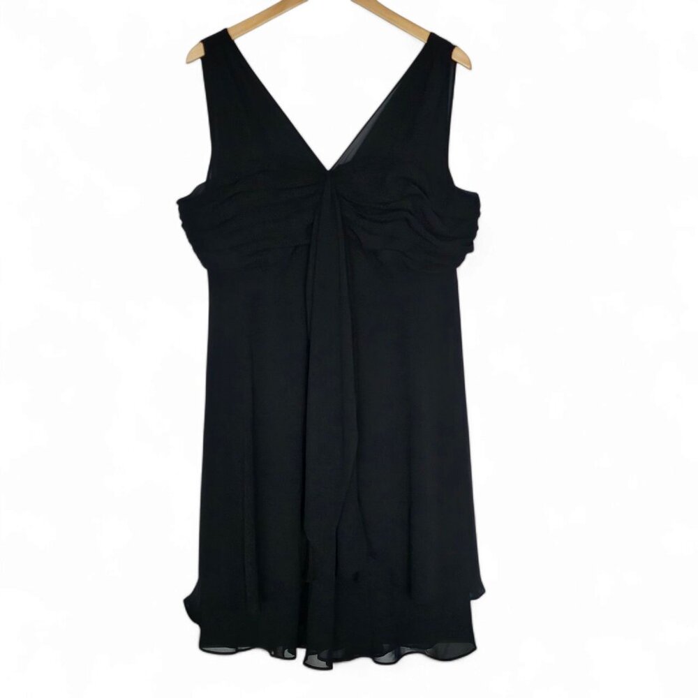 Scarlett Black Chiffon Dress Sleeveless Size 18 Ruching Flowy Lightweight Whimsy